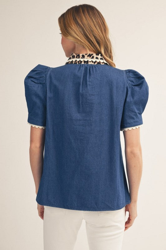 Denim & Cheetah Top