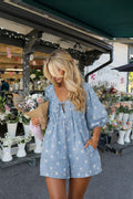 Deep V Polka Dot Romper