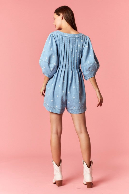 Deep V Polka Dot Romper