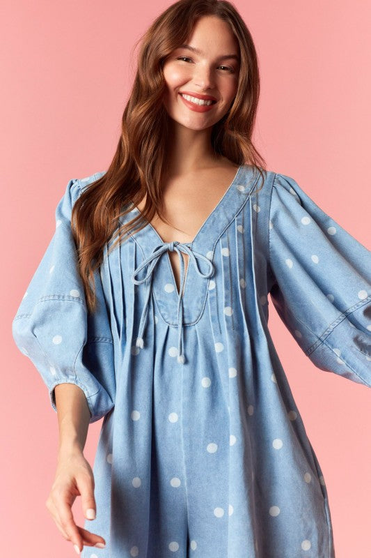 Deep V Polka Dot Romper