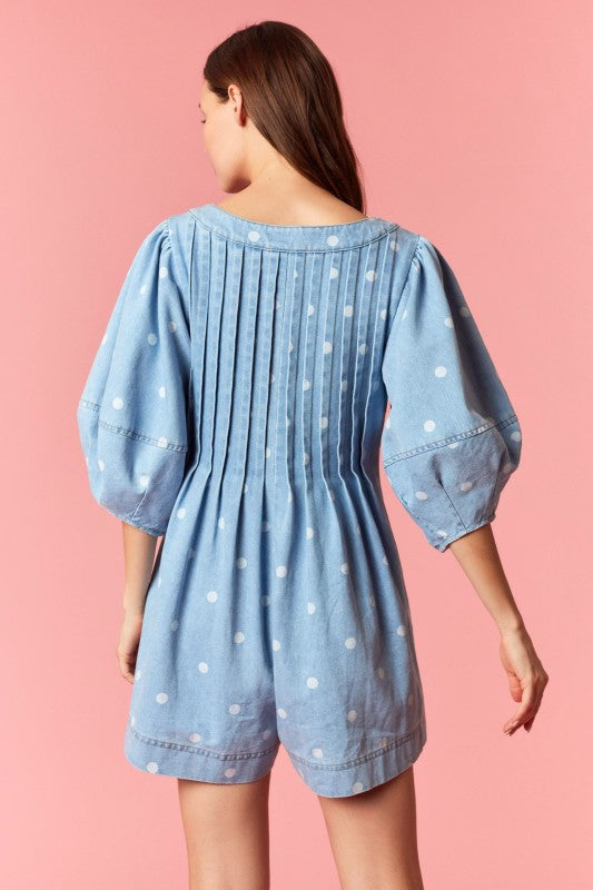 Deep V Polka Dot Romper
