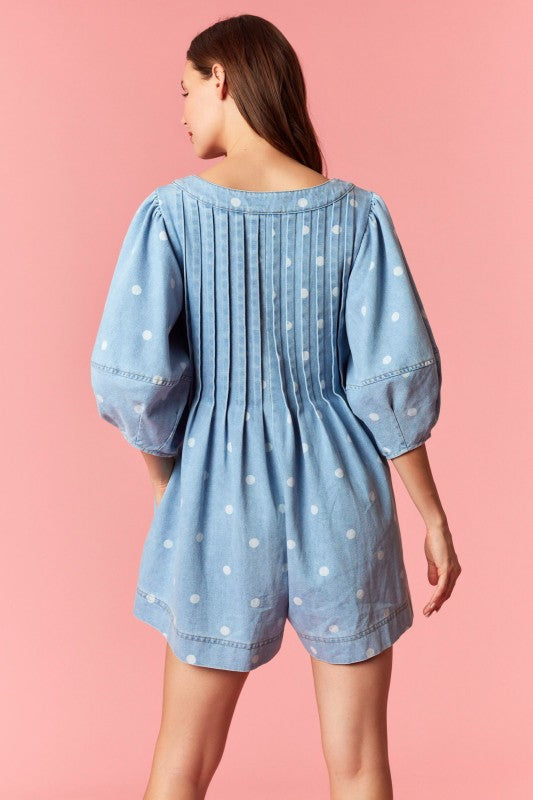 Deep V Polka Dot Romper