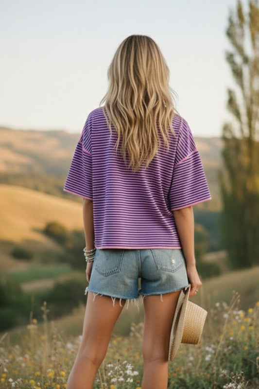 Pink & Purple Striped Top