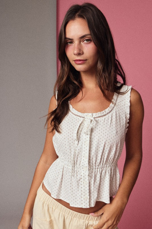 White Peplum Sleeveless Top