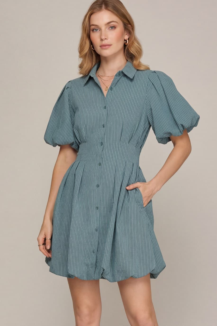 Striped Blue Bubble Dress
