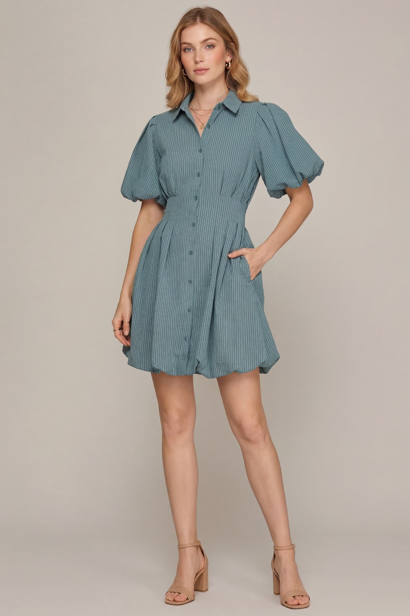 Striped Blue Bubble Dress