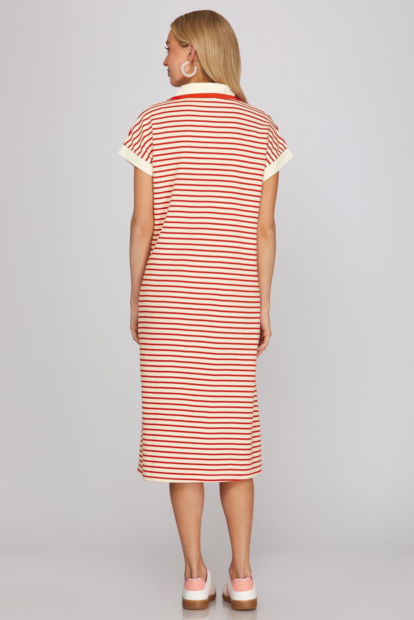 Red Striped Midi Dress