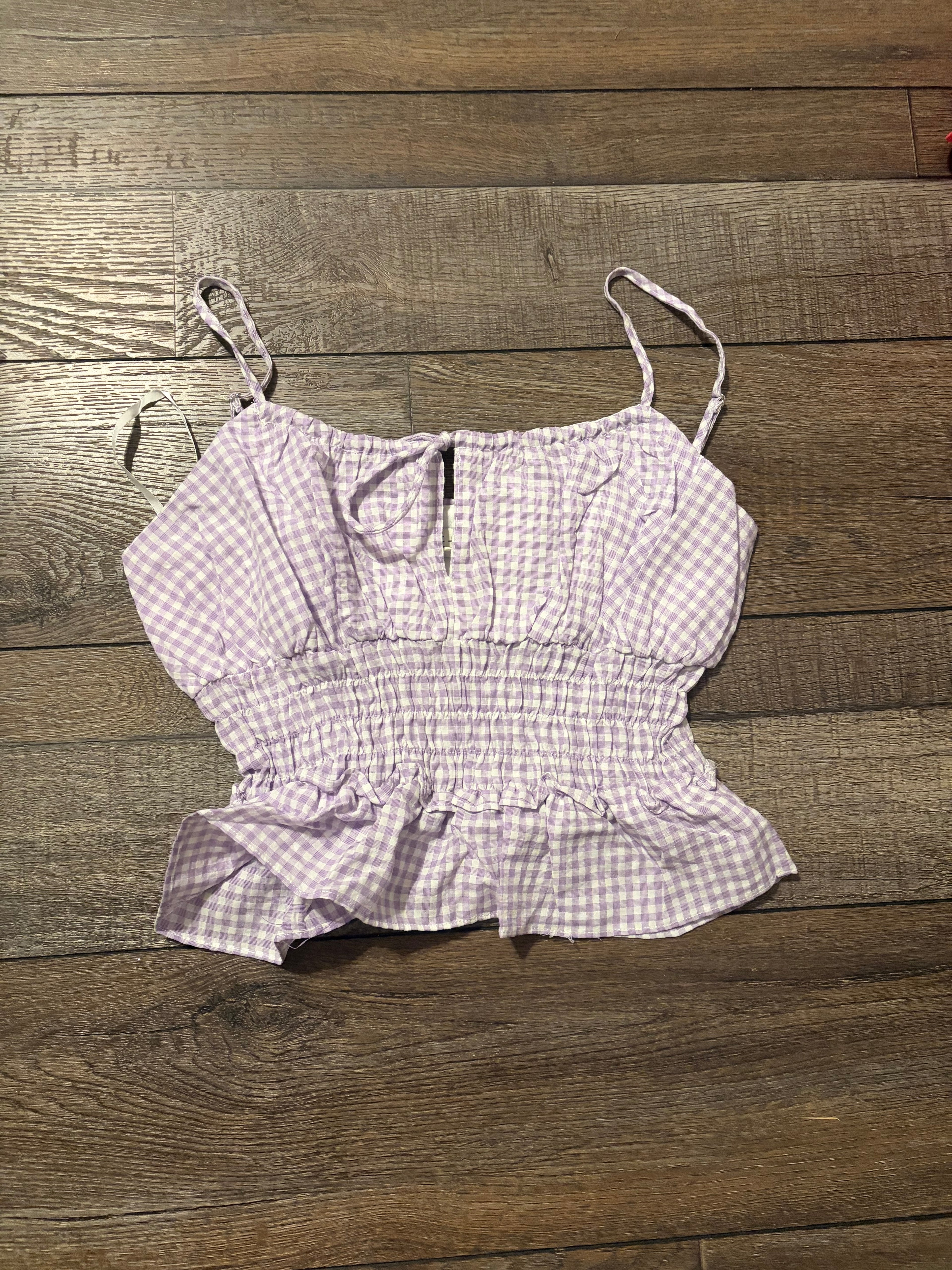 Purple Gingham Crop Top