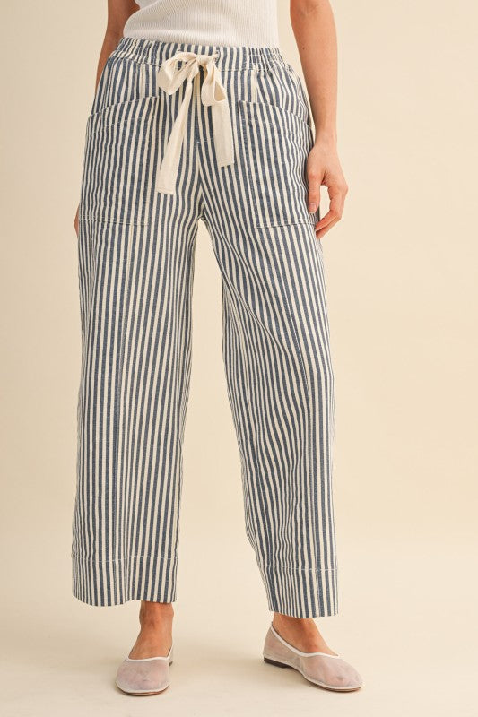 Navy Striped Pants