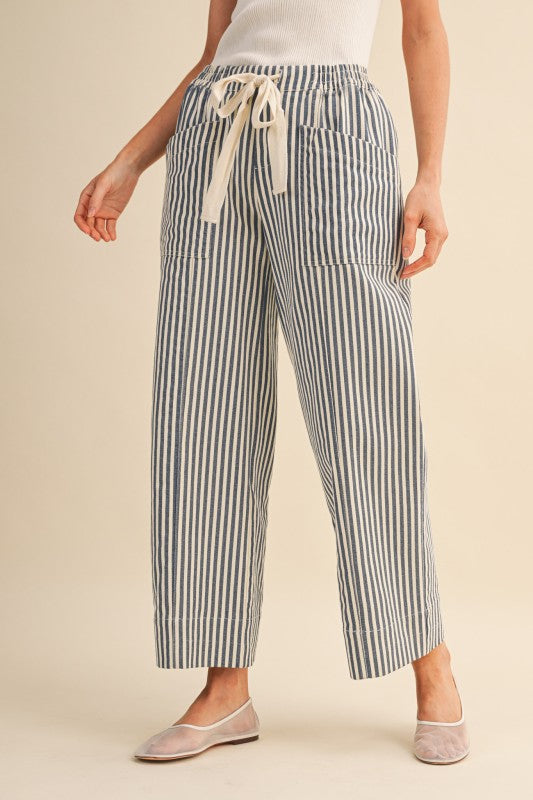 Navy Striped Pants