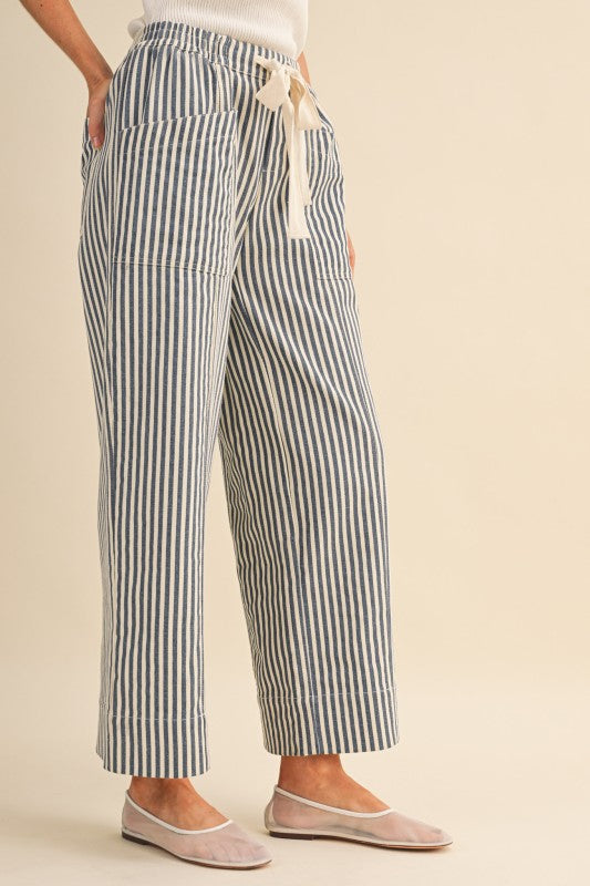 Navy Striped Pants