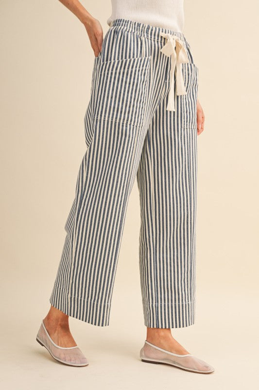 Navy Striped Pants