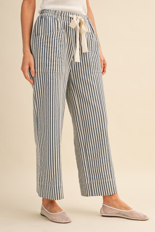 Navy Striped Pants