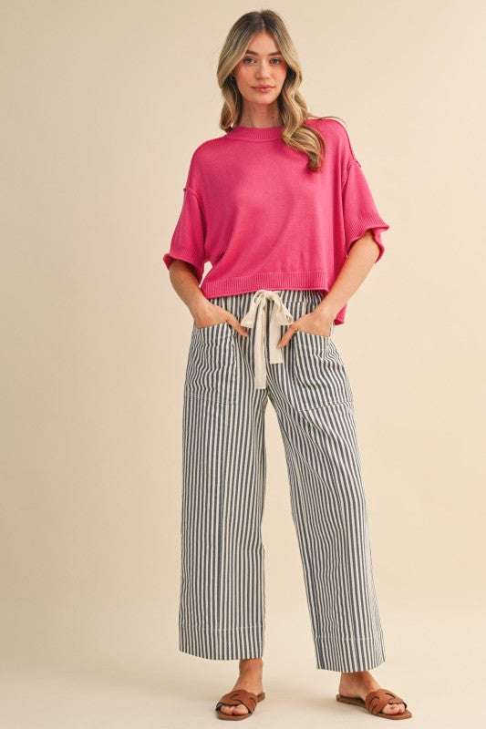 Navy Striped Pants