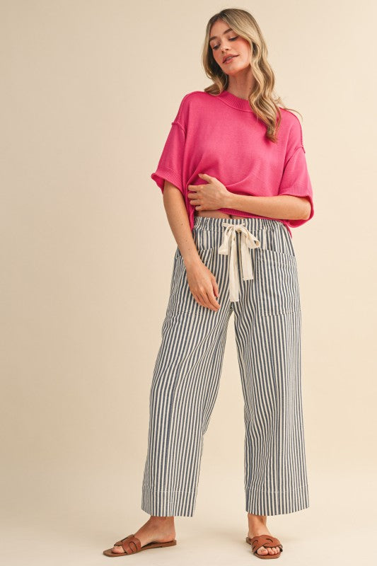 Navy Striped Pants