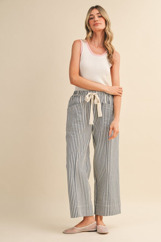 Navy Striped Pants