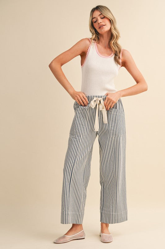 Navy Striped Pants
