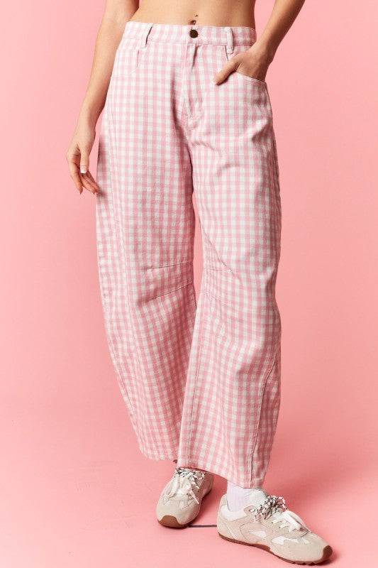 Pink Gingham Pants