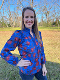 Blue Poppy Long Sleeve Top