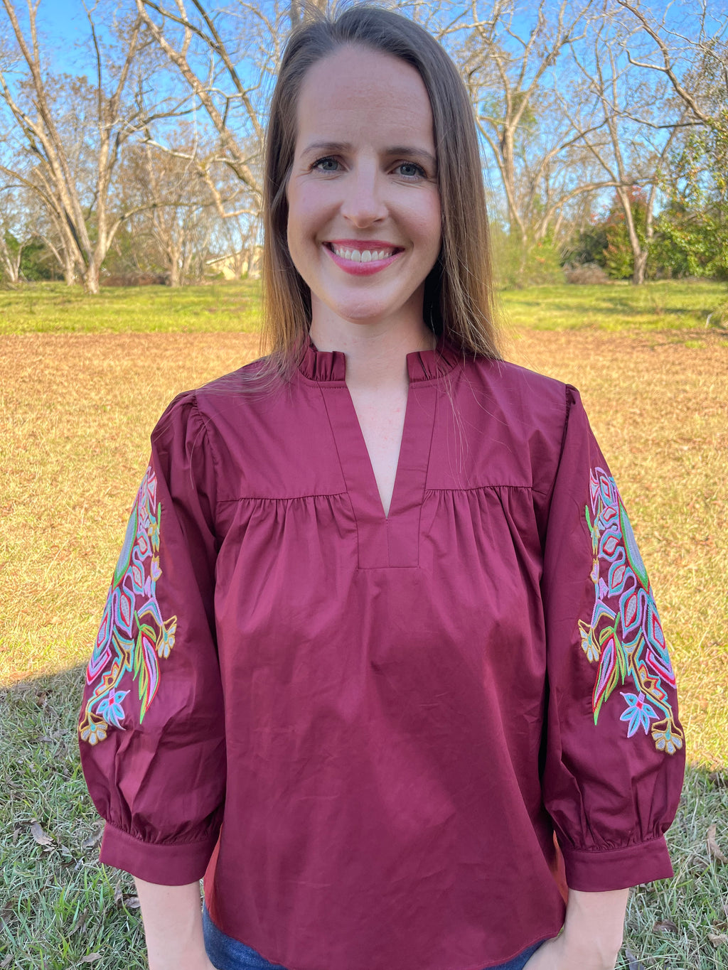 Burgundy 3/4 Sleeve Top