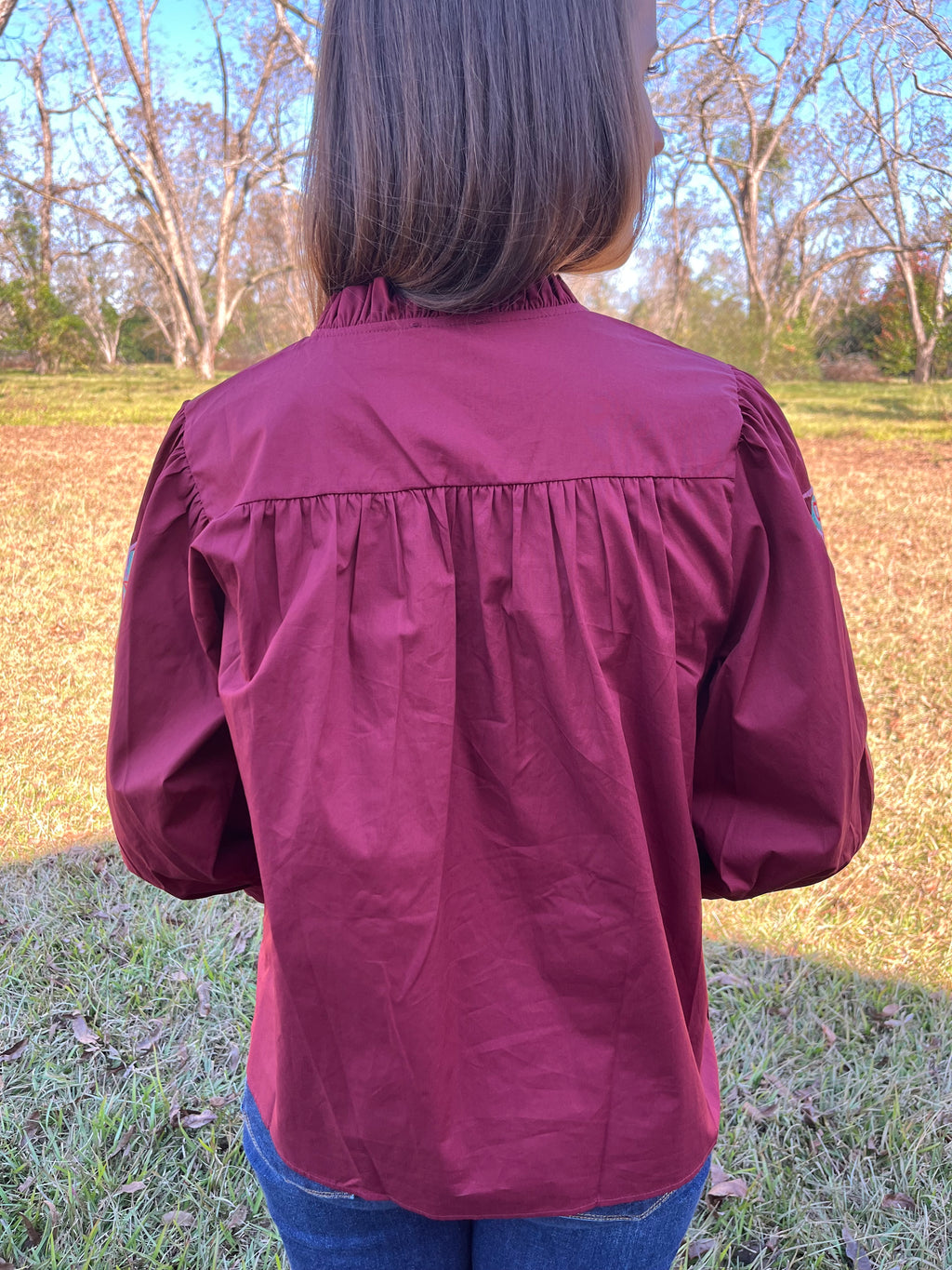Burgundy 3/4 Sleeve Top