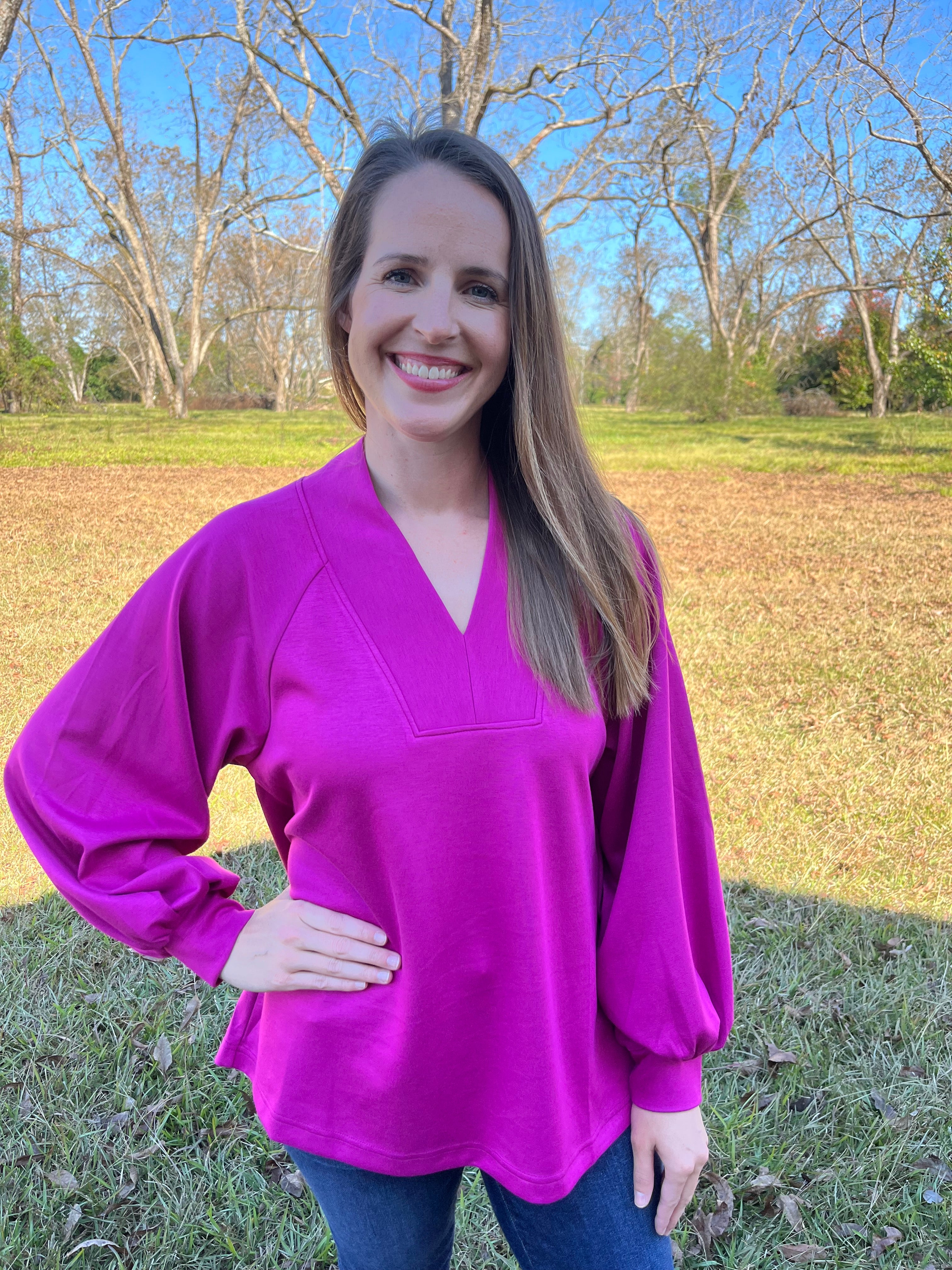 Magenta Long Sleeve Top