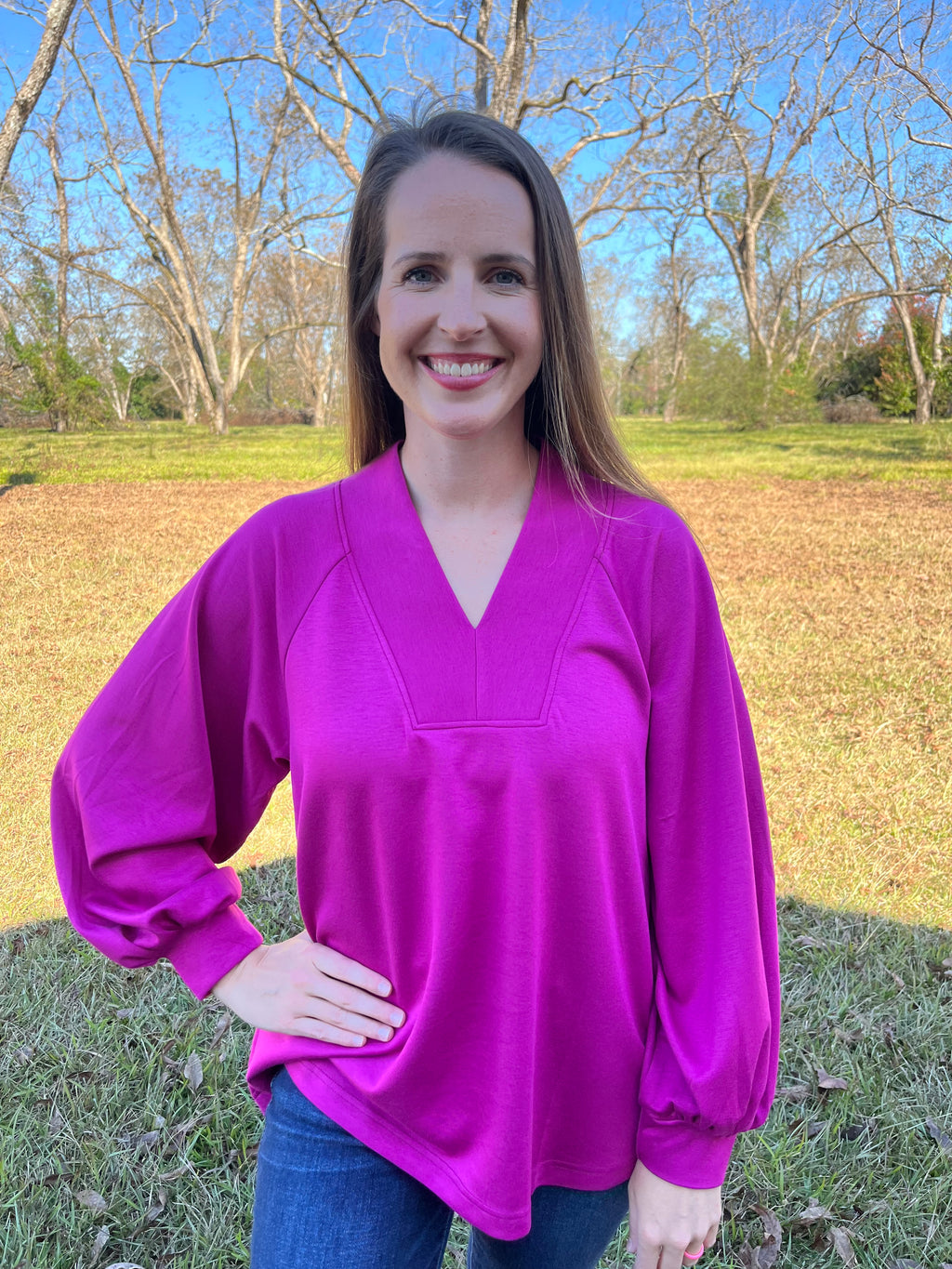 Magenta Long Sleeve Top