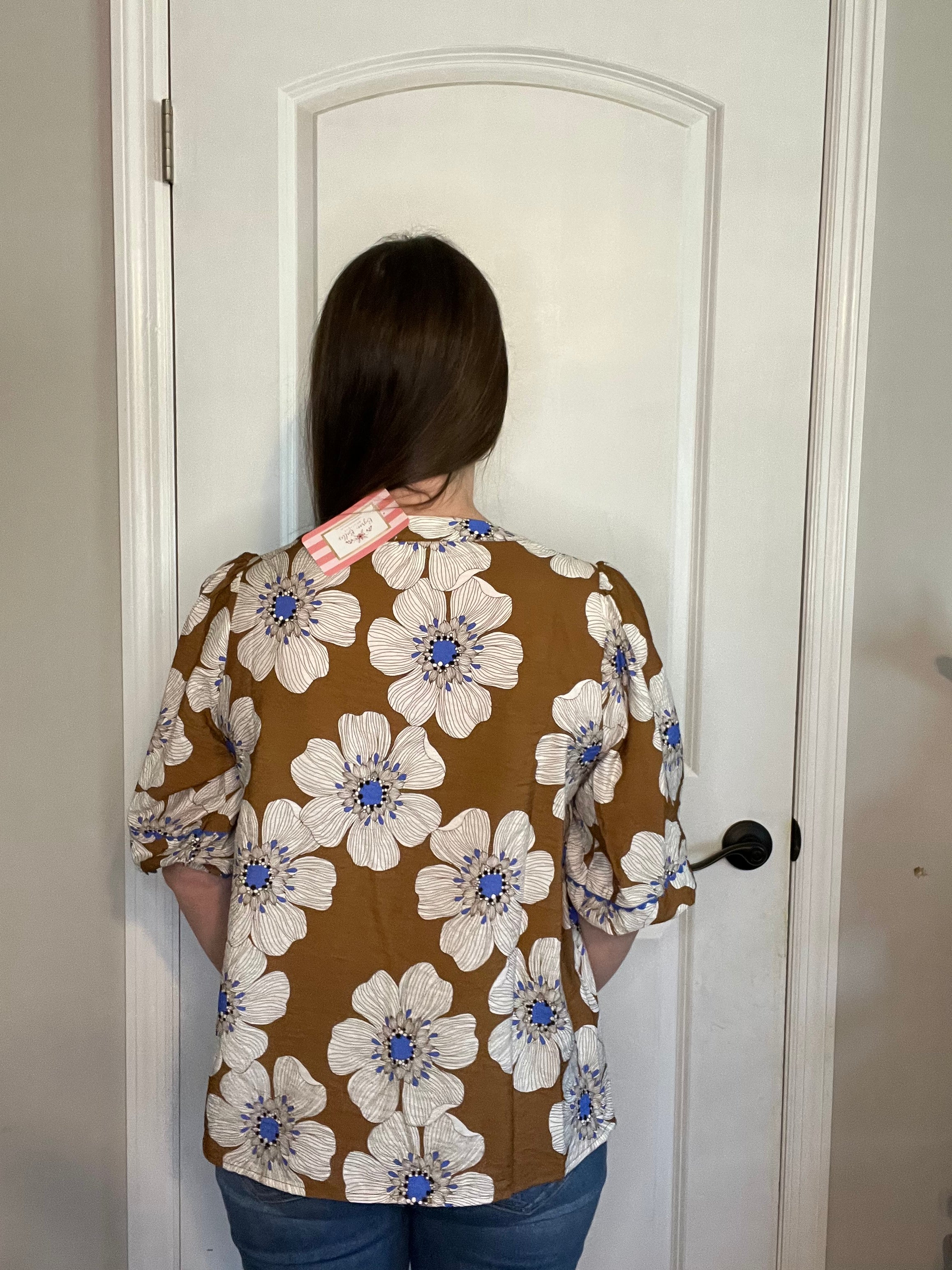 Floral Printed 3/4 Sleeve Blouse