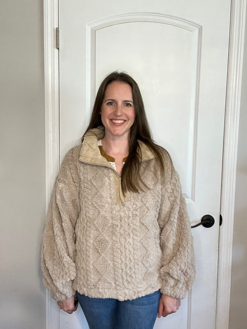 Argyle Textured Fur Jacket