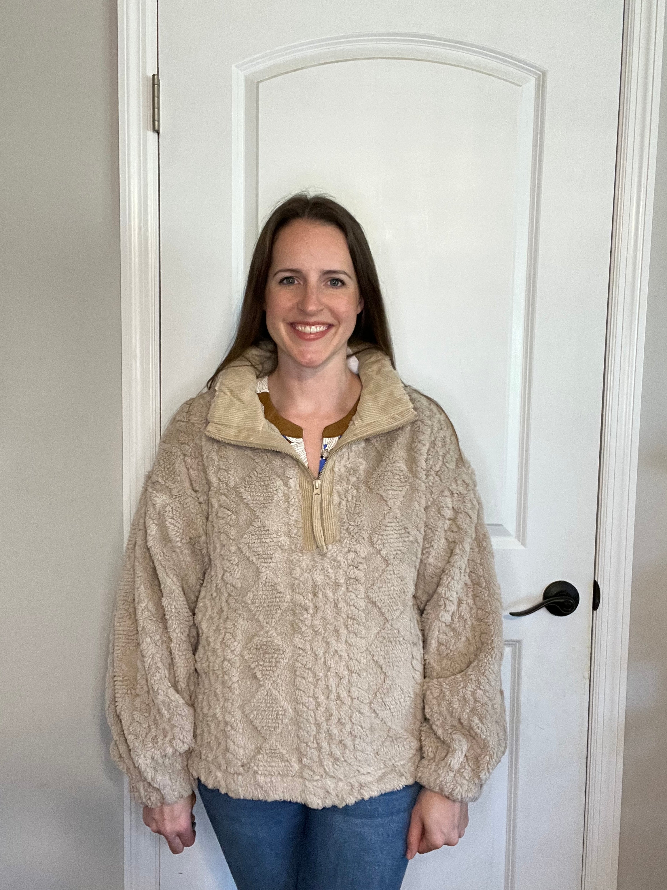 Argyle Textured Fur Jacket