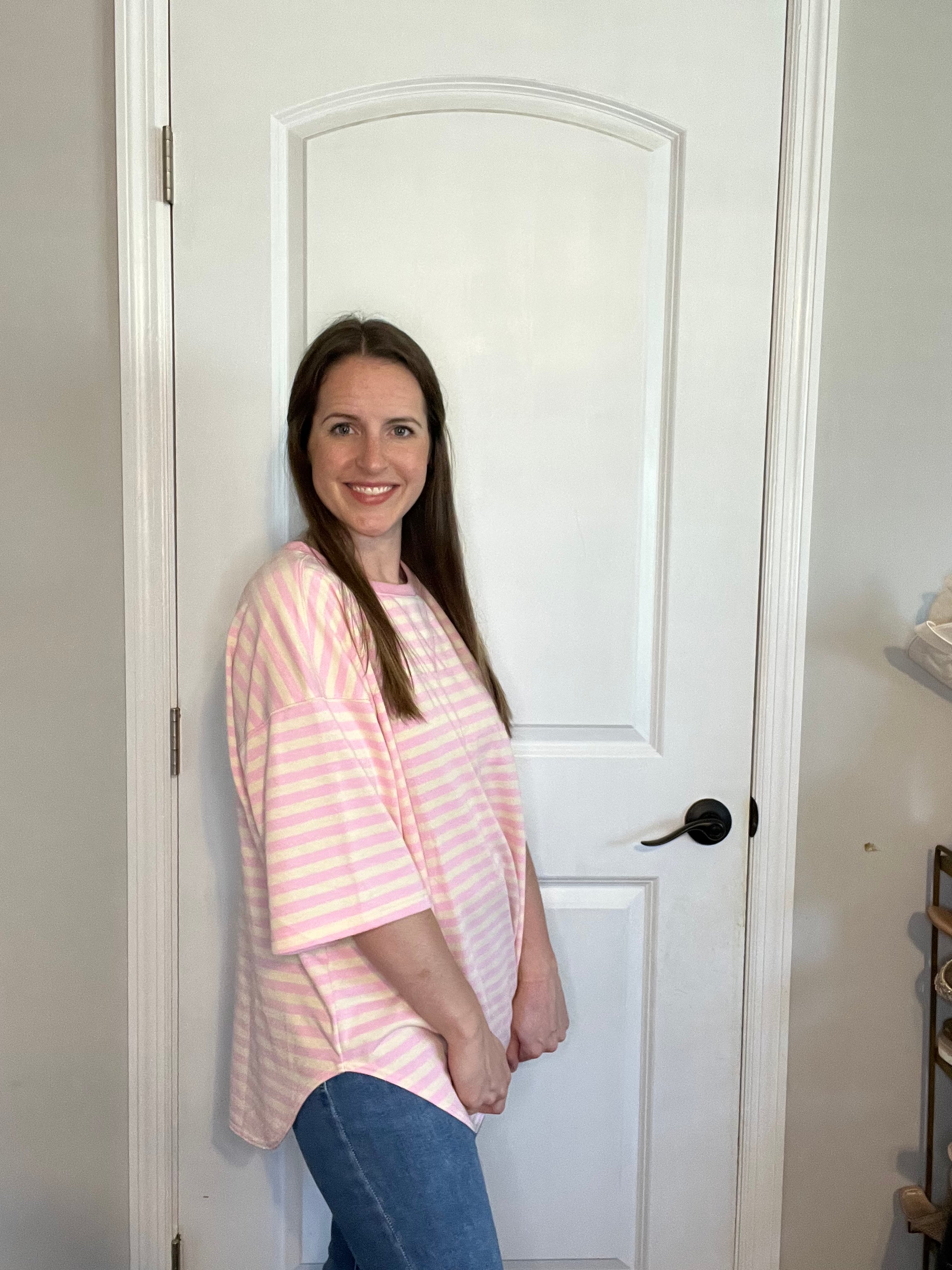 Striped Oversized Short Sleeve Top