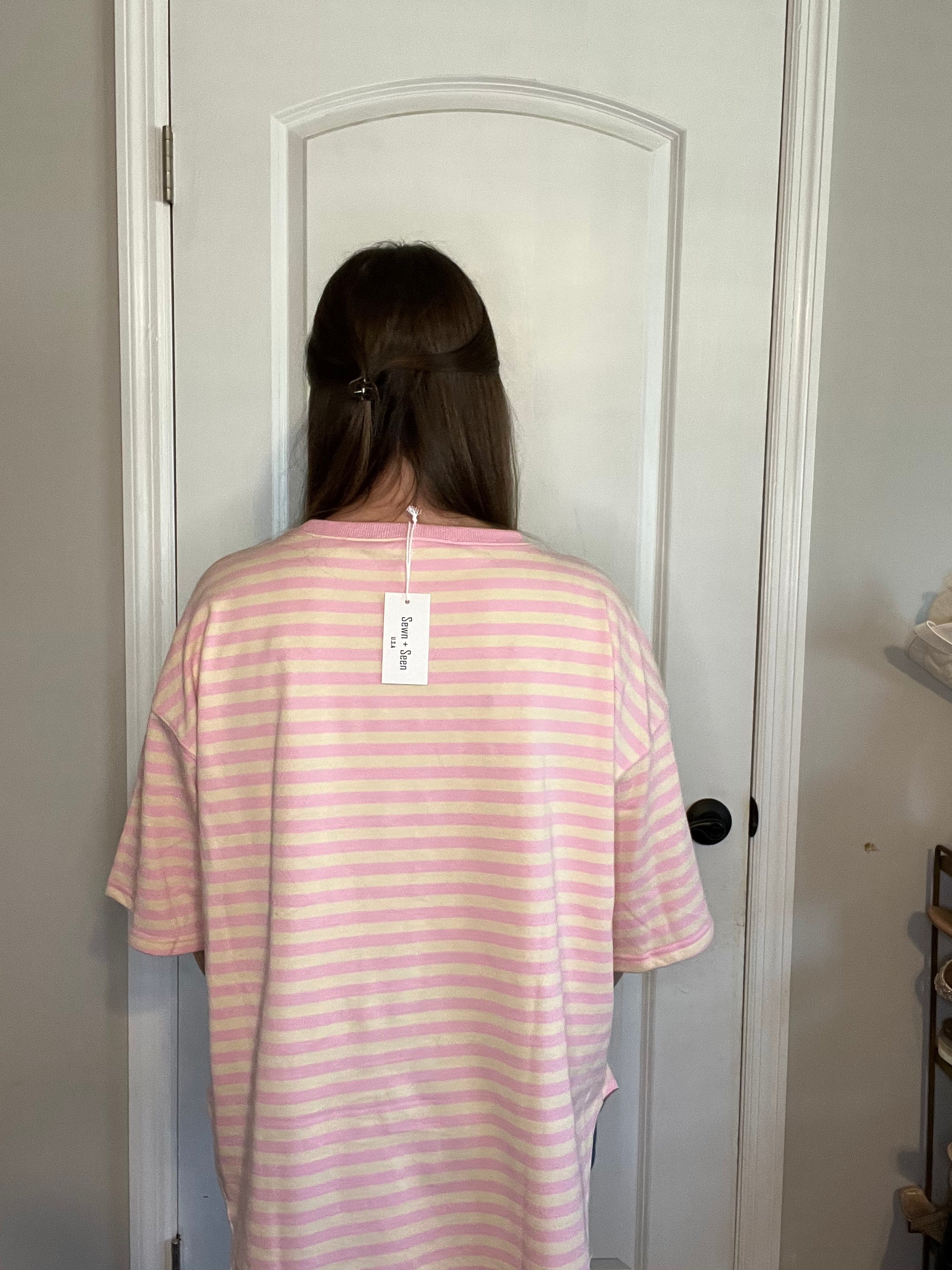 Striped Oversized Short Sleeve Top