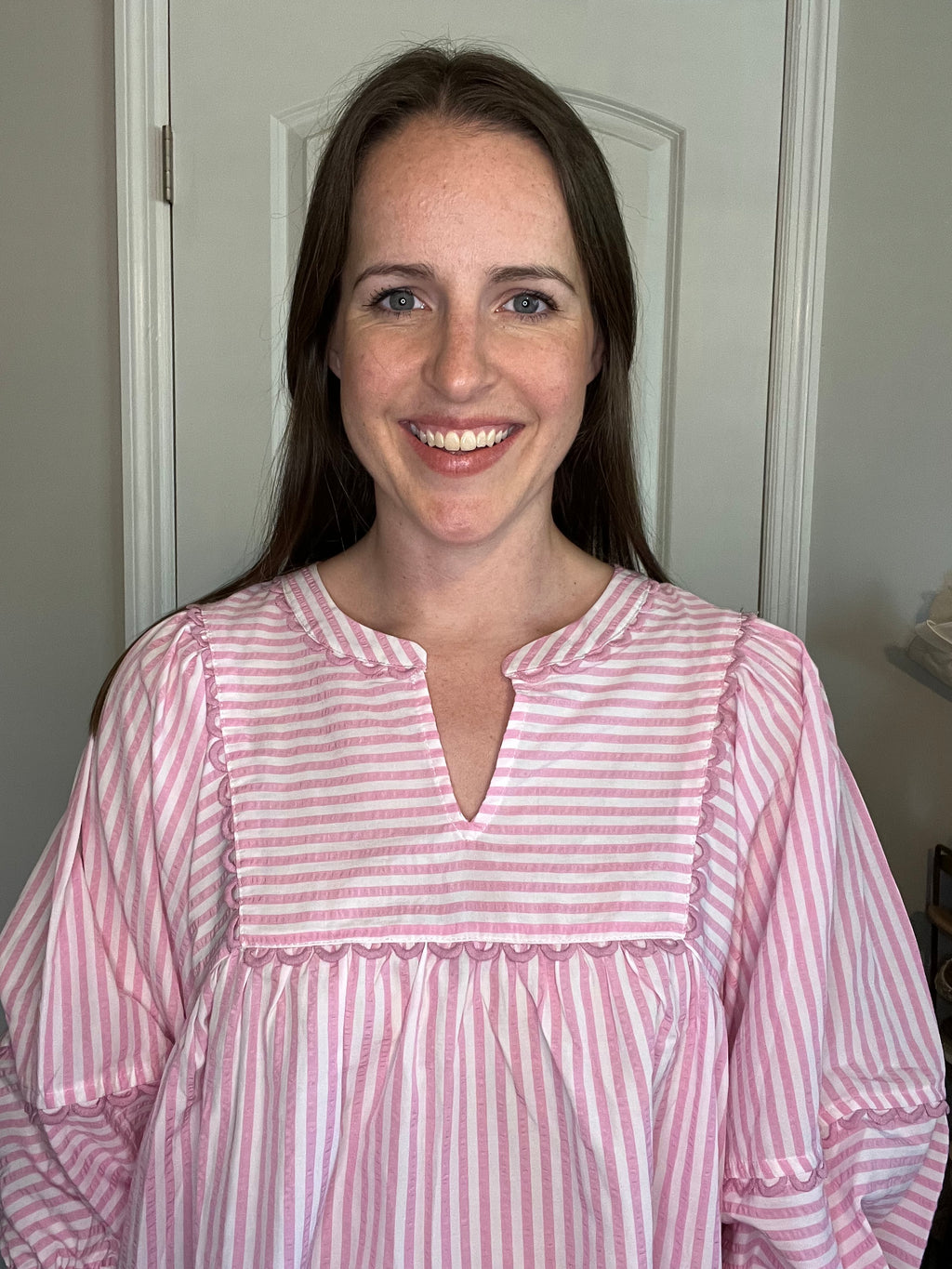 Pink Striped Woven Top