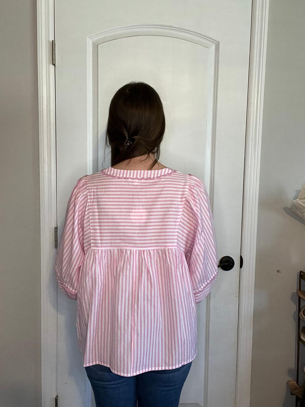 Pink Striped Woven Top