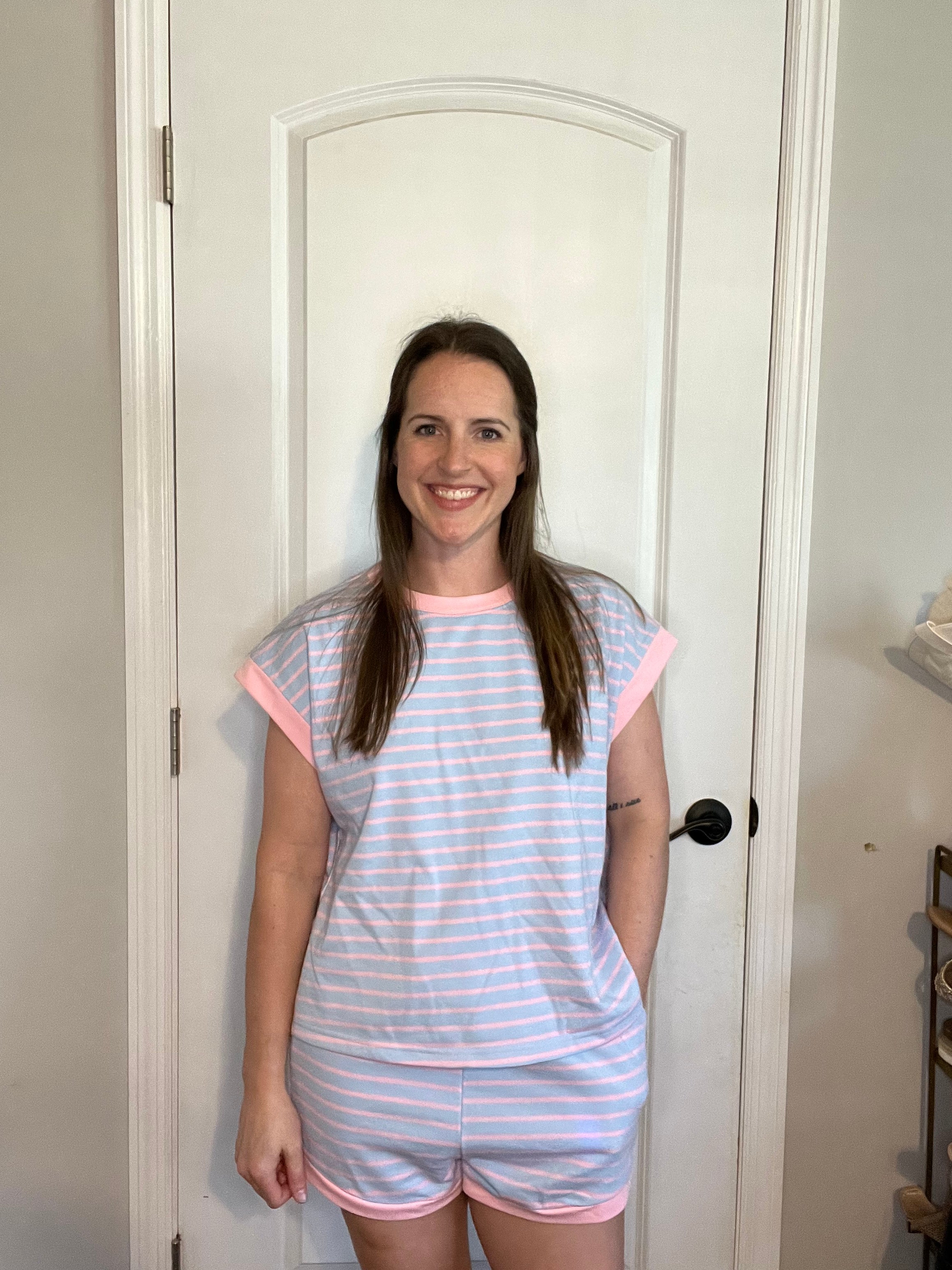 Striped Terry Shorts & Top Set