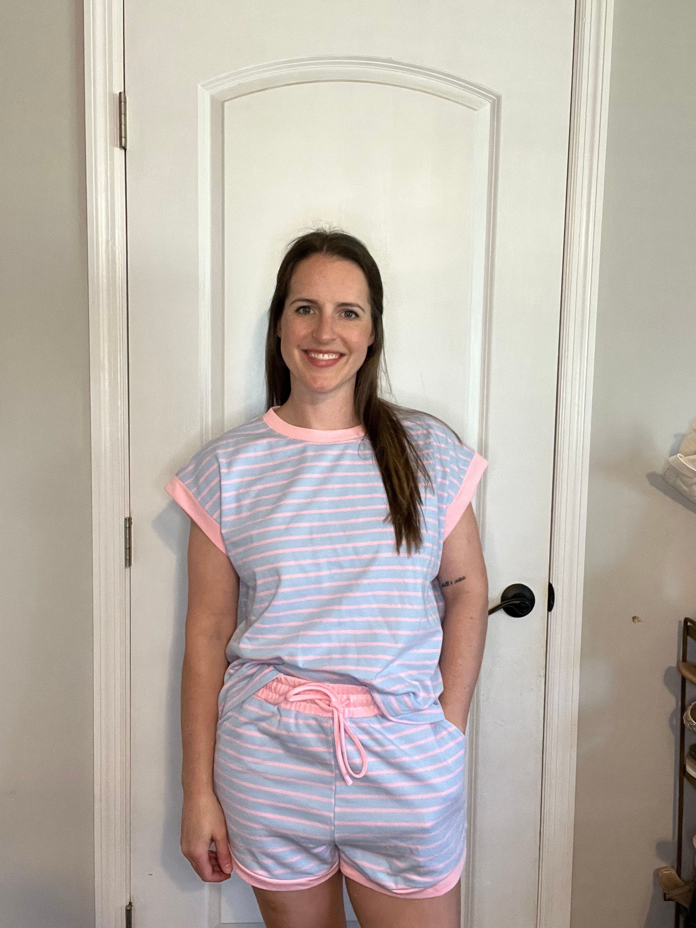 Striped Terry Shorts & Top Set