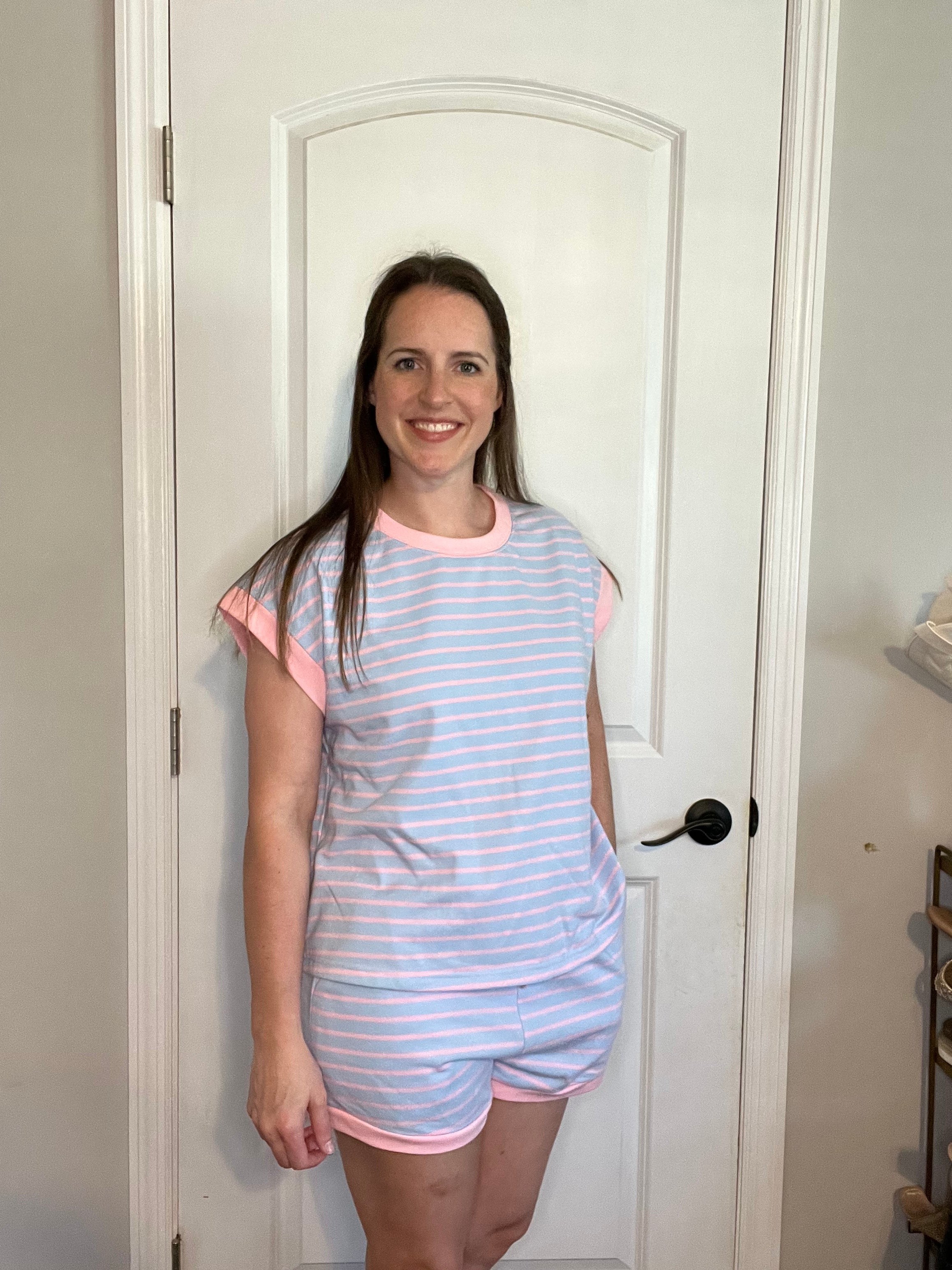 Striped Terry Shorts & Top Set