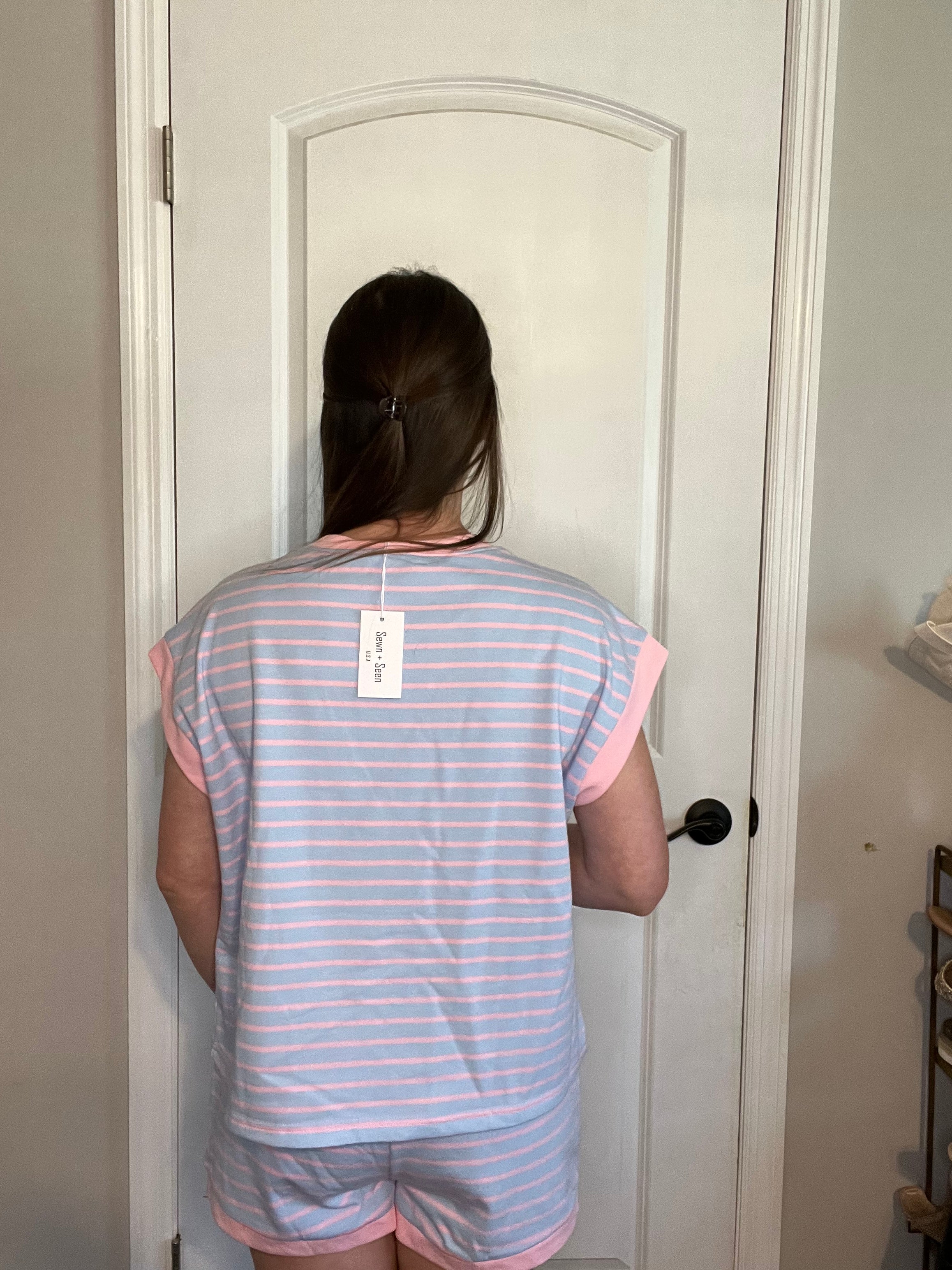 Striped Terry Shorts & Top Set