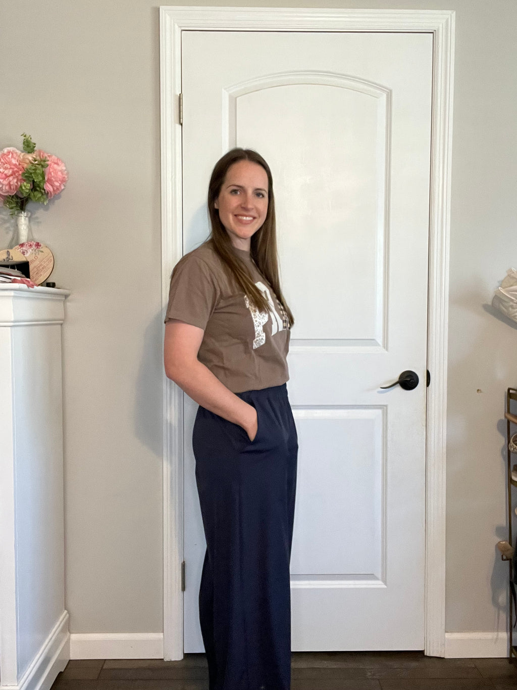 Navy Blue Wide Leg Pants