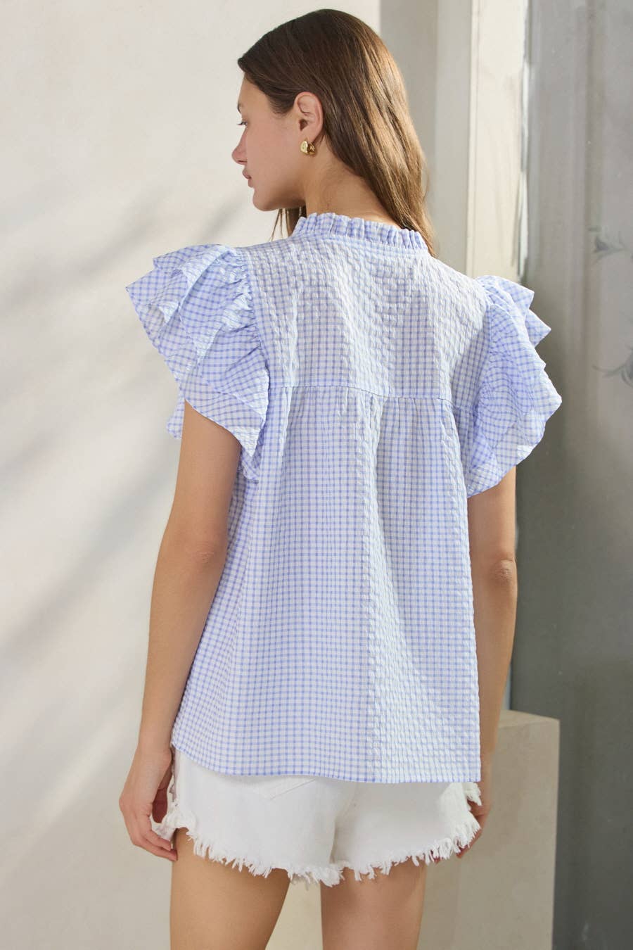 Seersucker Checkered Top