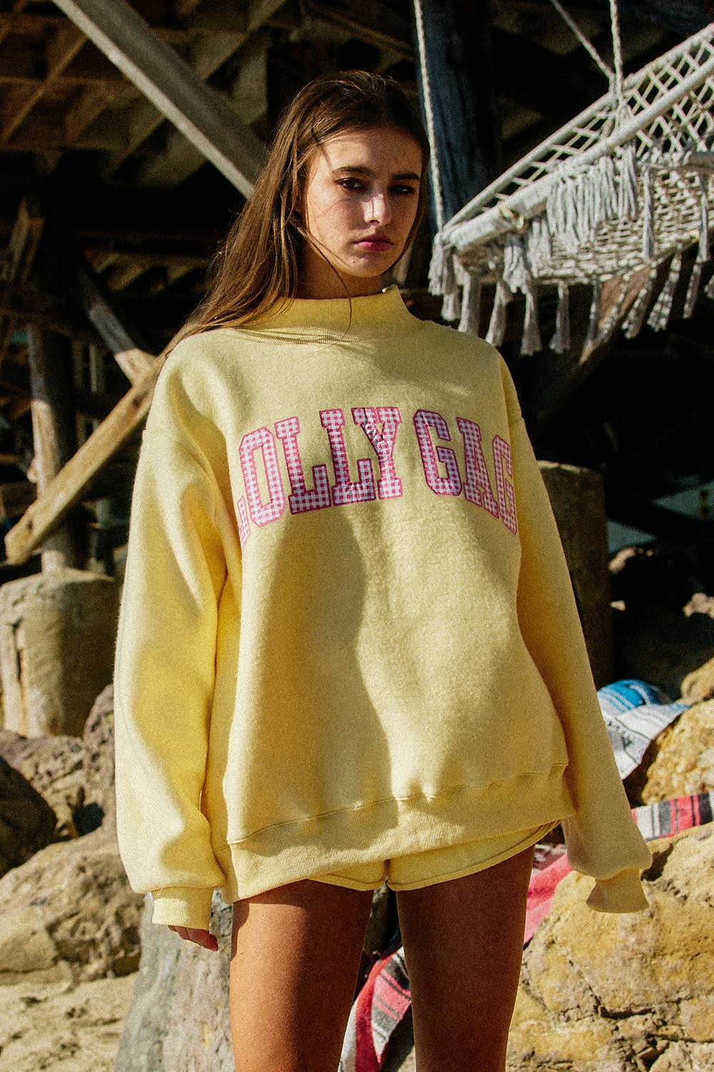 DILLY DALLY & LOLLY GAG Reversible Mockneck Sweatshirt