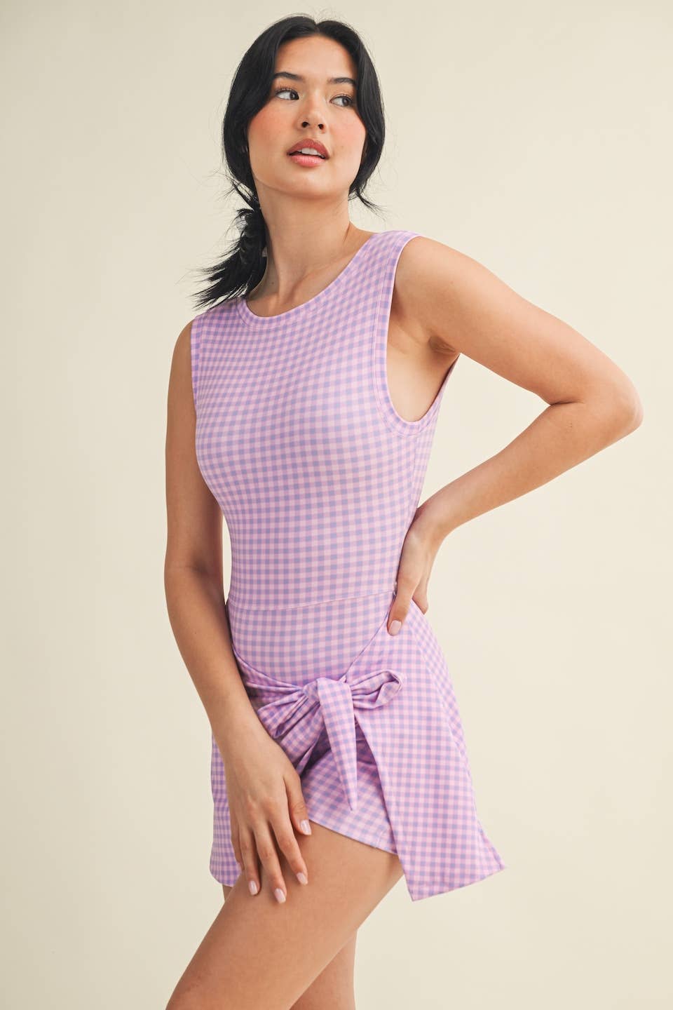 Wrap Tie Gingham Athletic Dress