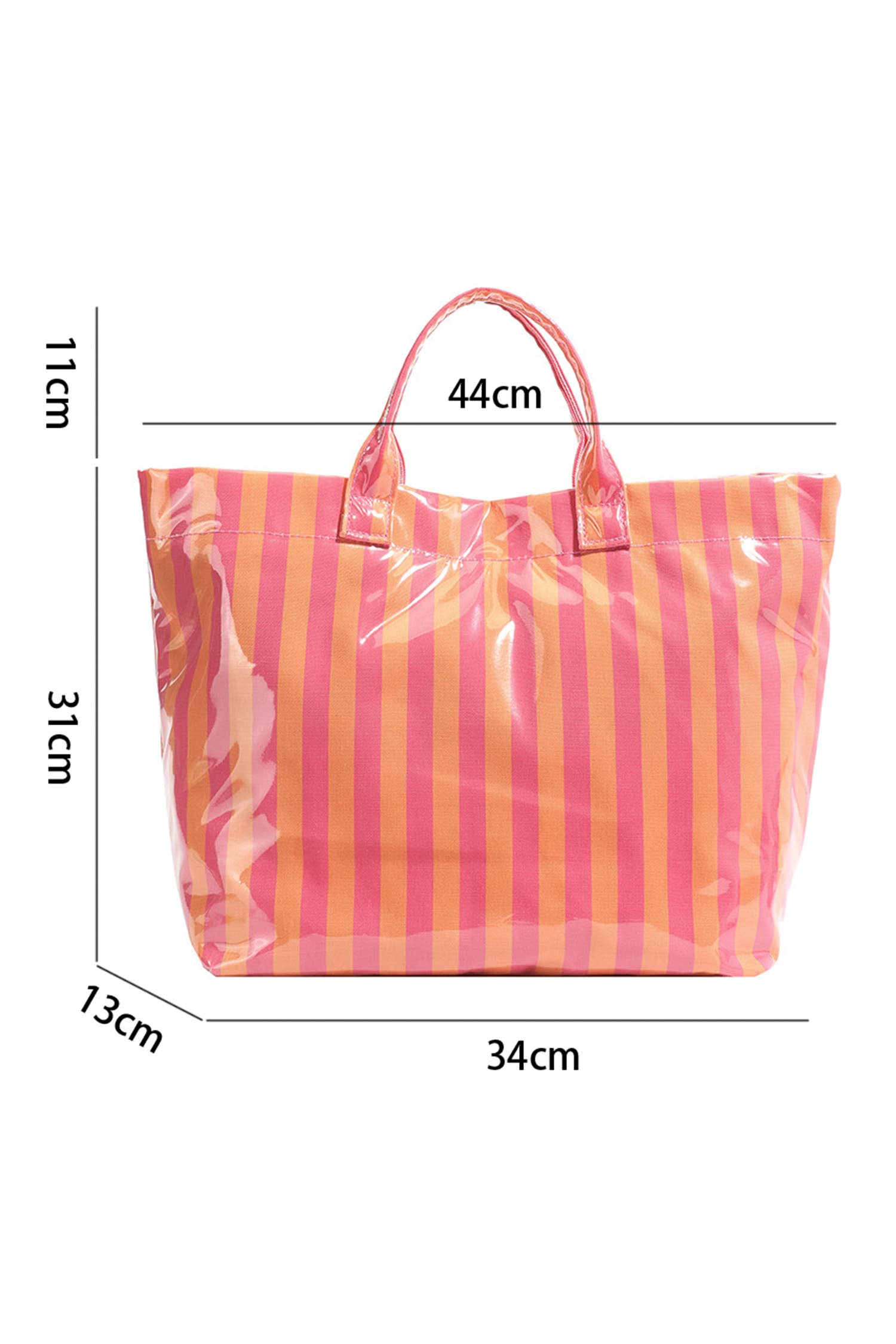 Glossy Striped Large Tote Bag