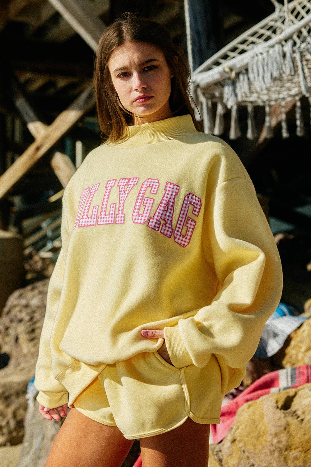 DILLY DALLY & LOLLY GAG Reversible Mockneck Sweatshirt