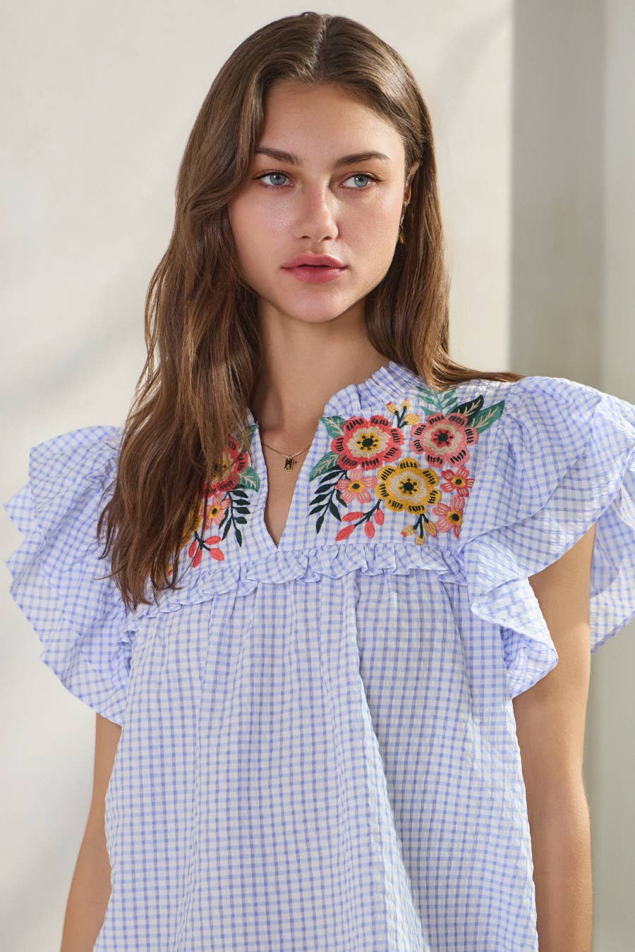 Seersucker Checkered Top